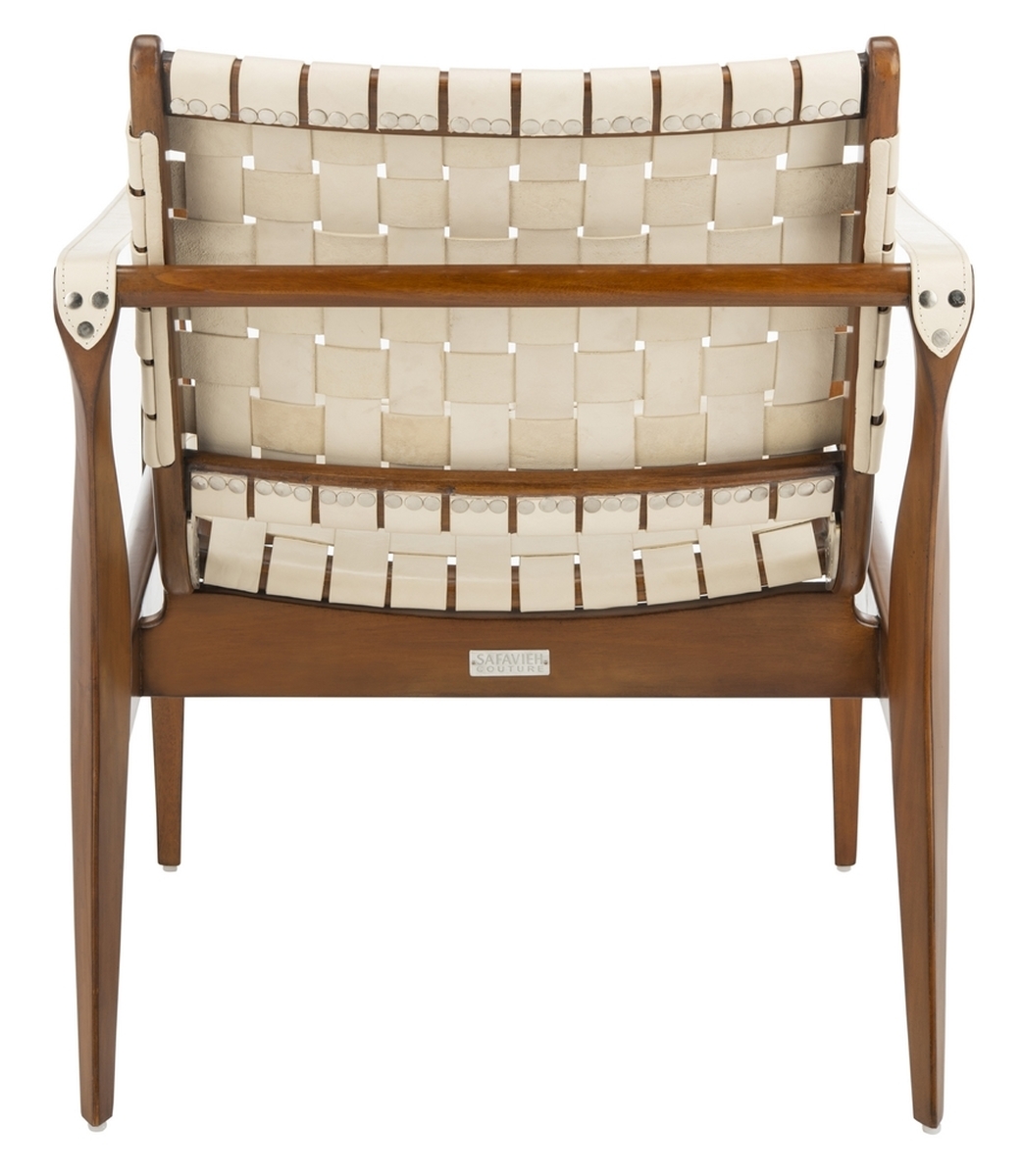 Dilan Leather Safari Chair - White - Safavieh - Image 6