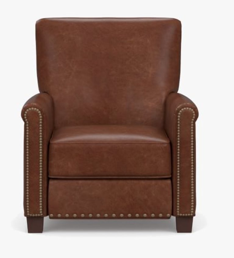 Irving Roll Arm Leather Armchair with Bronze Nailheads, Polyester Wrapped Cushions, Statesville Molasses - Image 2