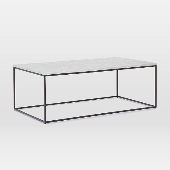 Streamline XL Rectangle Coffee Table, 52"x30", Marble and Antique Bronze - Image 0