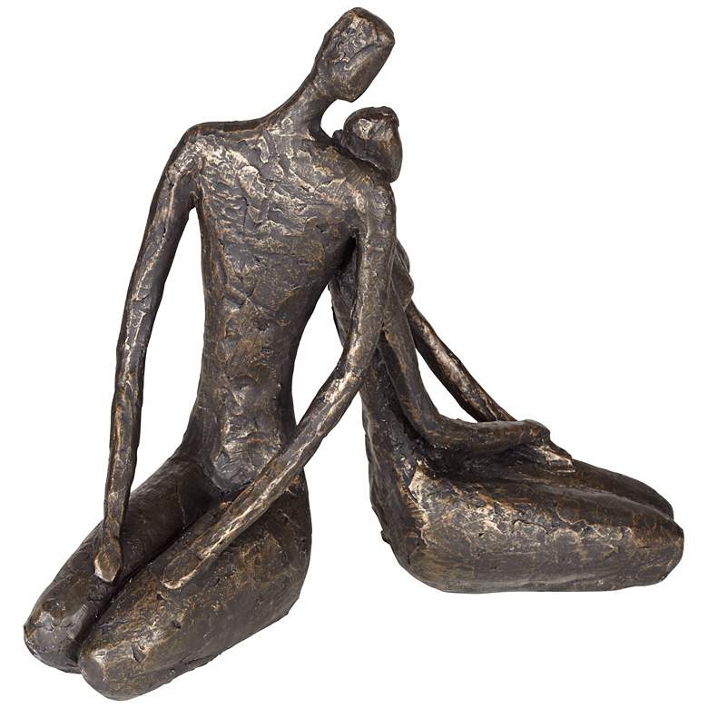 Loving Couple 11 1/2" Wide Bronze Sculpture - Image 2