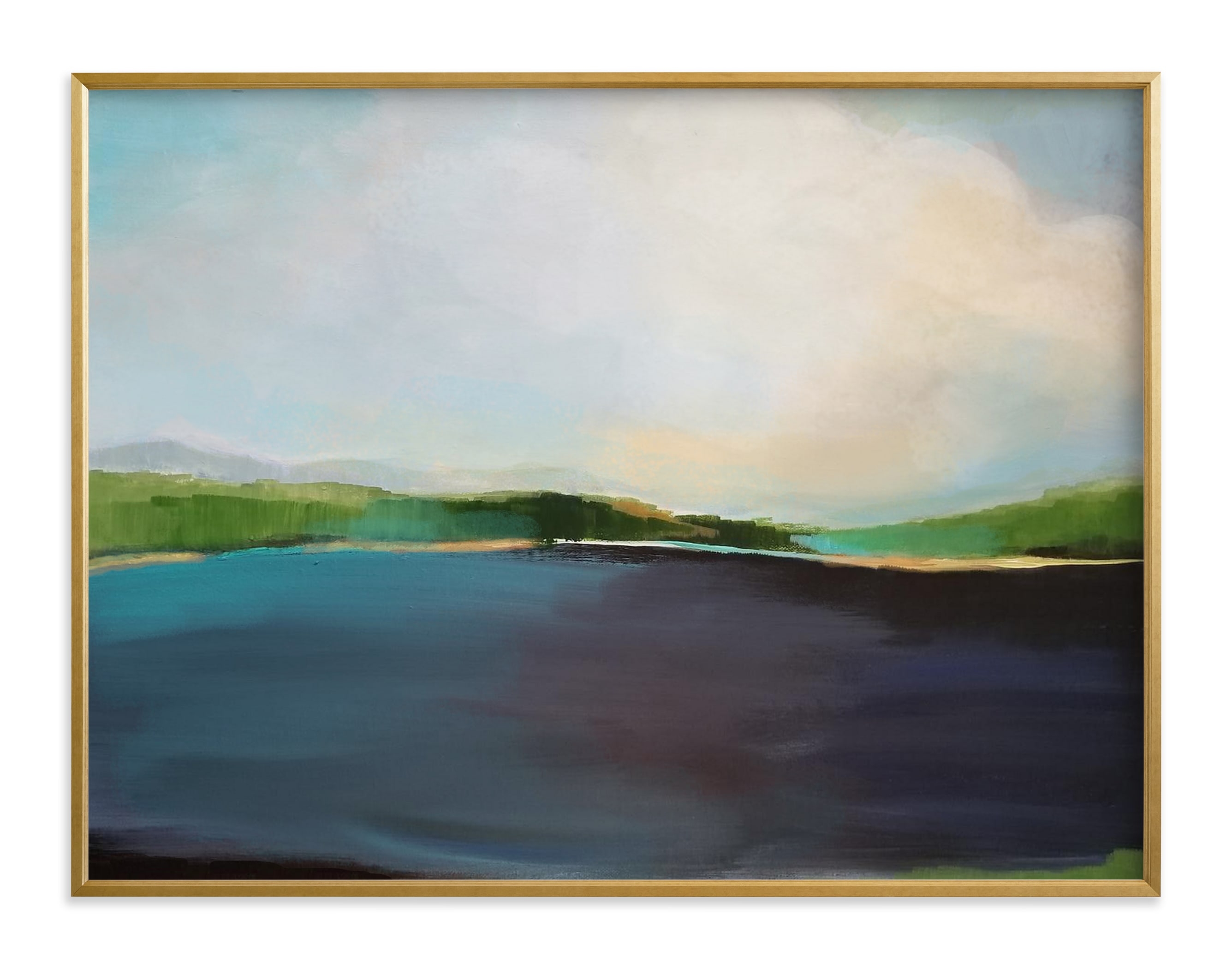 Lake View  - 40"x30" - Gilded Wood Frame - Image 0