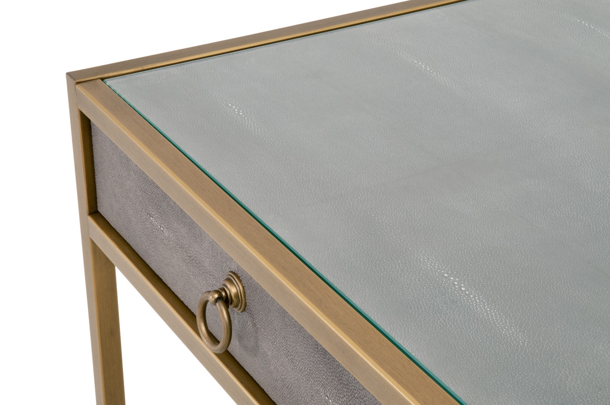 Colette Shagreen Desk, Gray & Gold - Image 7