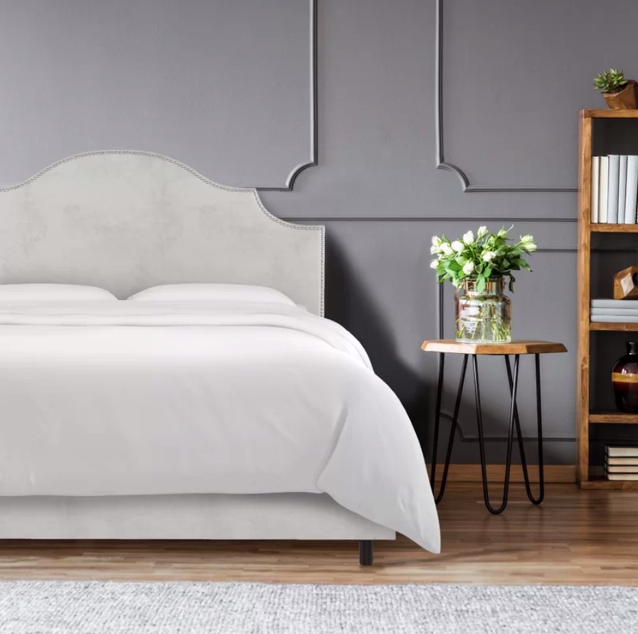 Rosecrans Upholstered Standard Bed; Queen; Velvet Light Grey - Image 0
