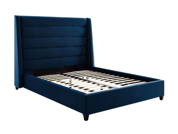 Alana NAVY VELVET BED IN KING - Image 2