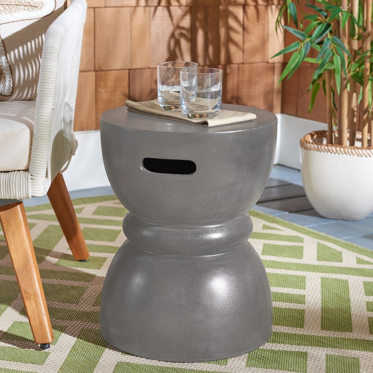 Haruki Indoor/Outdoor Modern Accent Table, Dark Gray - Image 2