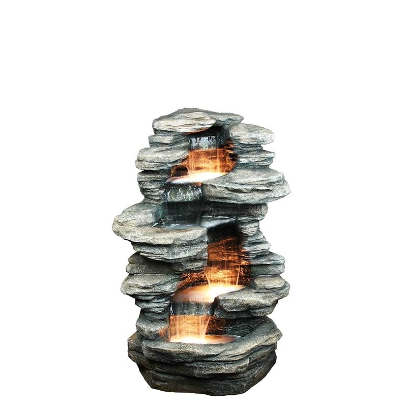 Resin Rock 4 Level Fountain with Light - Image 0