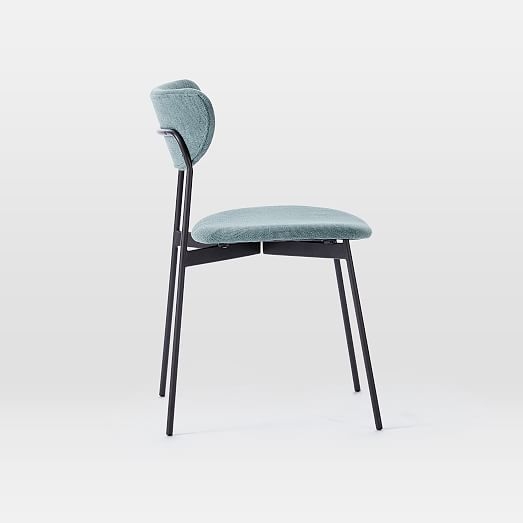 Modern Petal Upholstered Dining Chair, Blue Stone, Antique Bronze - Image 2