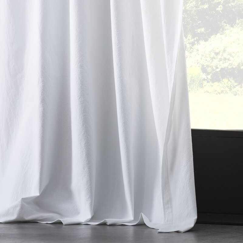 Nolan Washed Cotton Casual Solid Semi-Sheer Tab Top Single Curtain Panel - Image 2