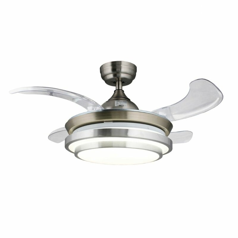 14" H x 20" W x 20" D Autry 4 - Blade LED Flush Mount Ceiling Fan with Light Kit Included - Image 0