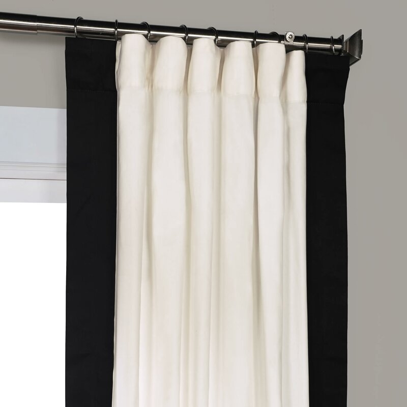 Winsor Cotton Solid Light Filtering Rod Pocket Single Curtain Panel in Black - 50"x96" - Image 1