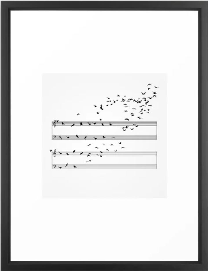 Natural Musical Notes Framed Art Print, 20" X 26", Vector Black - Image 0