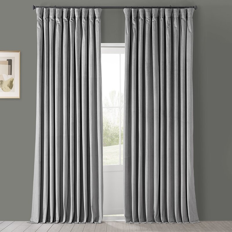 Signature Blackout Double Wide Velvet Rod Pocket Single Curtain Panel - Image 0