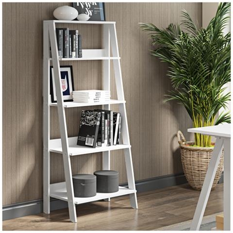 Fargo White Wood 4-Shelf Ladder Bookshelf - Style # 24W73 - Image 3
