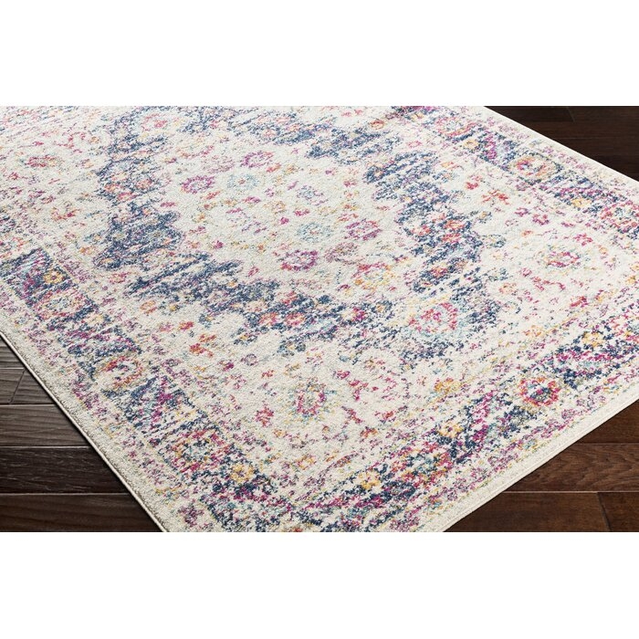 Rectangle 7'10" x 10'3" Belmont Distressed Oriental Pink/Navy Area Rug - Image 1