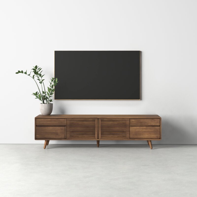 Keira 79'' Rubberwood Solid Wood TV Stand - Image 1