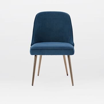 Mid-Century Upholstered Dining Chair, Performance Velvet, Lagoon (Set of 2) - Image 2