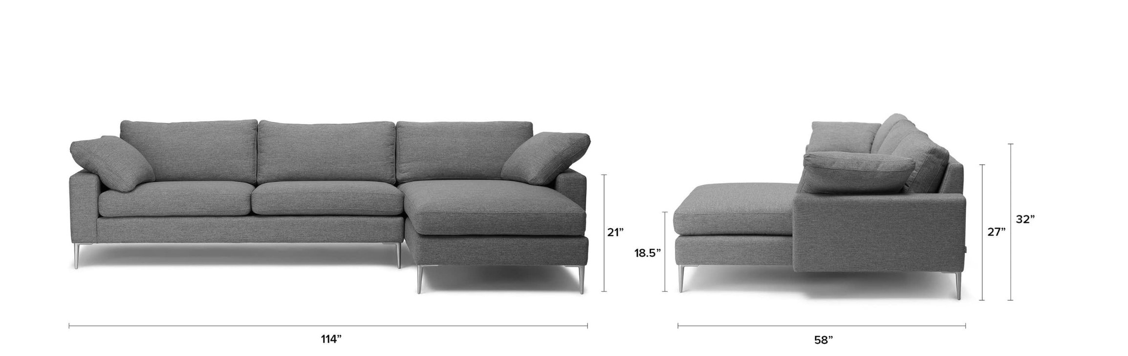 NOVA  - Gravel Gray sectional right chaise - Image 1