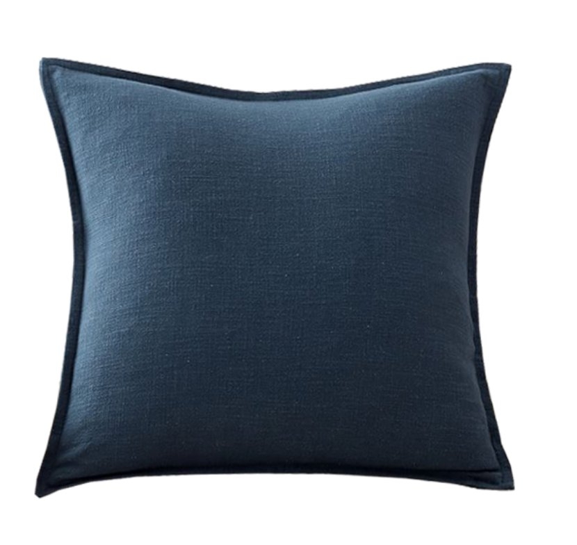 Organic Cotton Casual Reversible Pillow Cover, 20 x 20", Navy - Image 0
