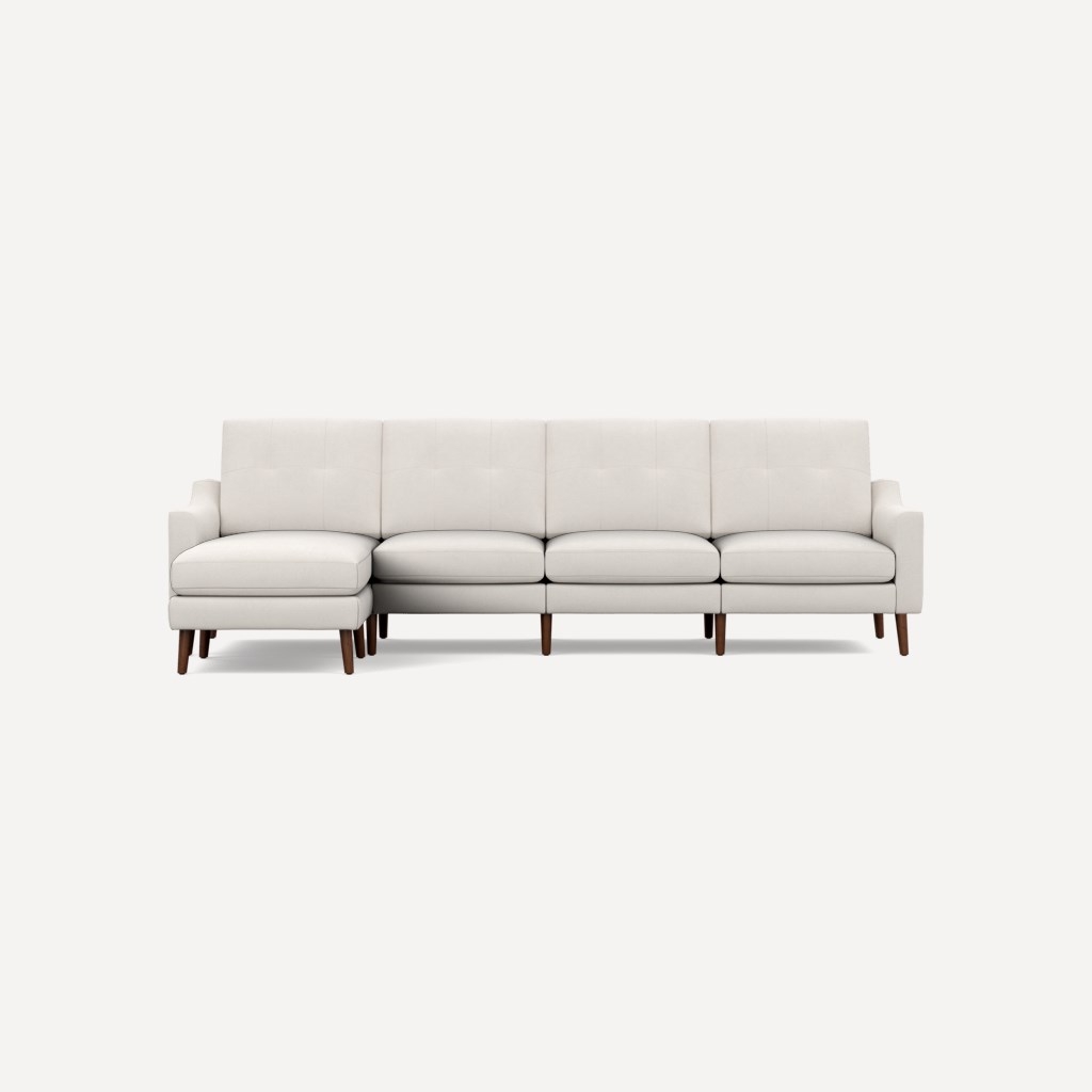 Nomad King Sectional with Reversible Chaise, Ivory, Walnut Legs, Low Arm - Image 0