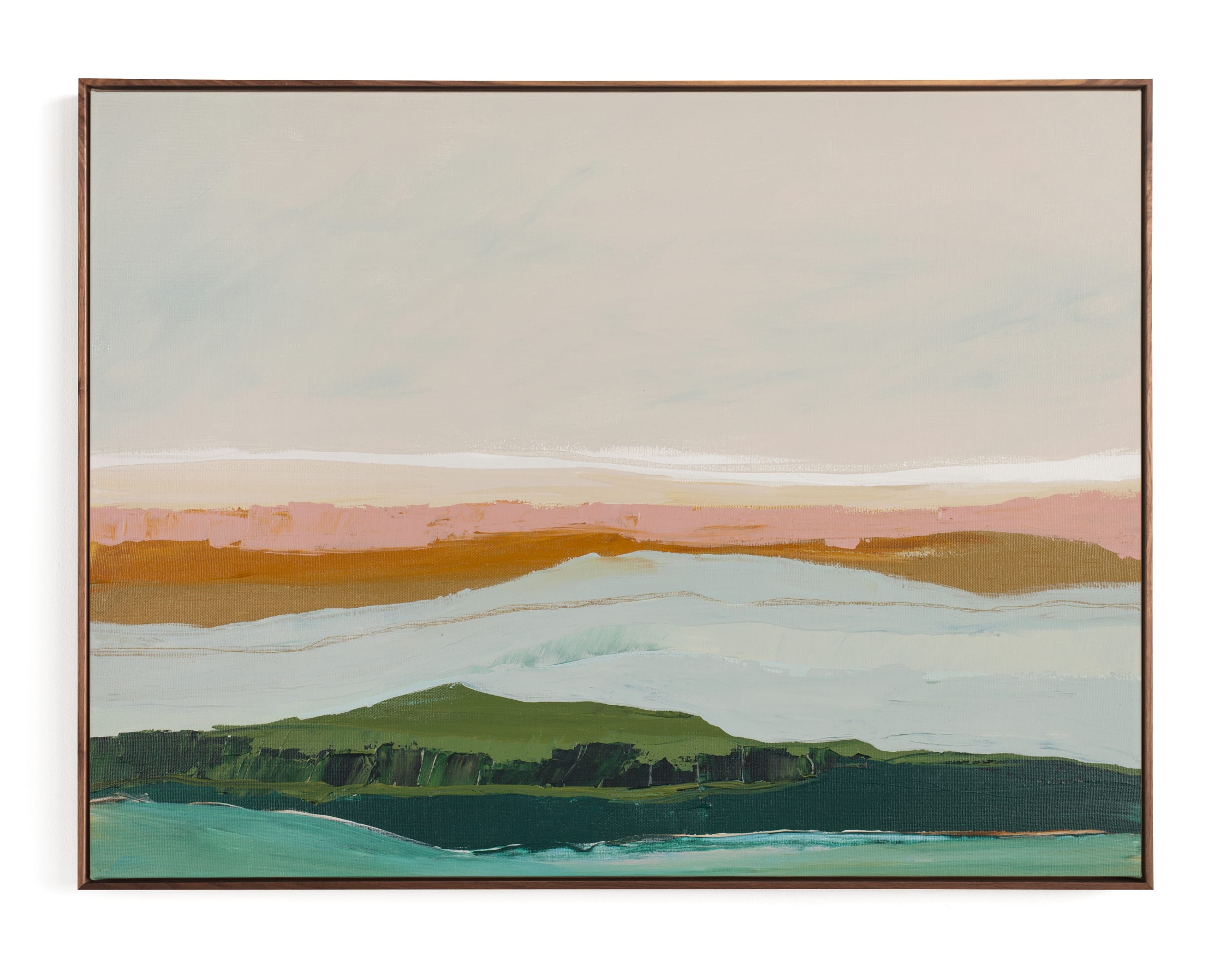 Abstract Seascape Pt Reyes, California 30 x 40 // Premium Walnut Wood Canvas Frame - Image 0