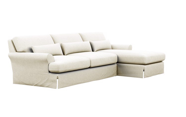 Maxwell Slipcovered Chaise Sectional in Ivory Heavy Cloth with Oiled Walnut with Brass Cap legs - Image 1