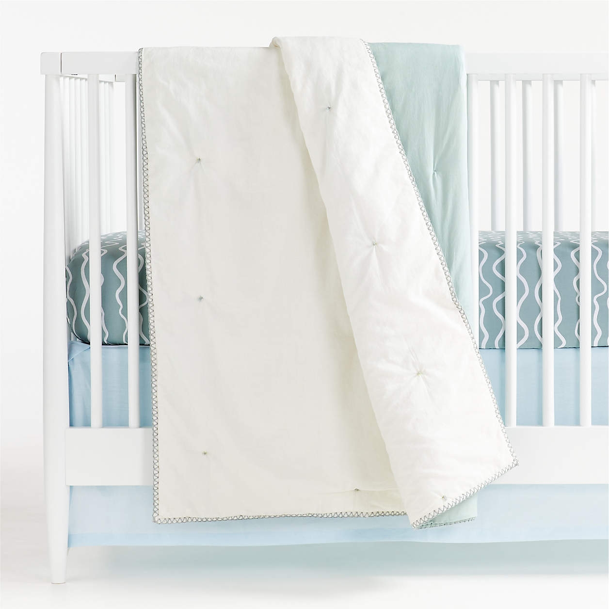 Blue Mini Tuft Organic Crib Blanket - Image 0