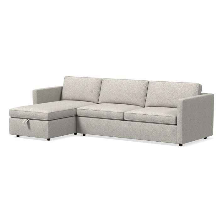 Harris Sectional Set 03: Left Arm Sleeper Sofa, Right Arm Storage Chaise, Poly, Chenille Tweed, Irongate, - Image 6