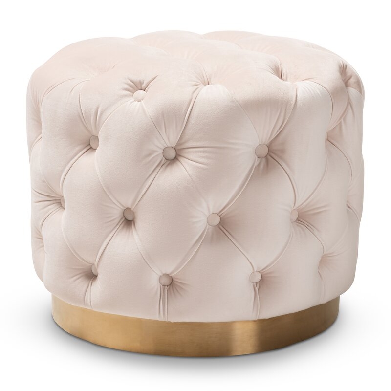 Cerys Glam Upholstered Tufted Cocktail Ottoman - Image 0