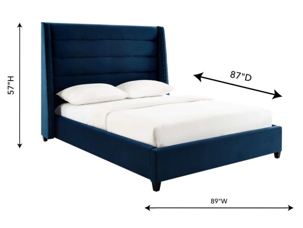 Alana NAVY VELVET BED IN KING - Image 3