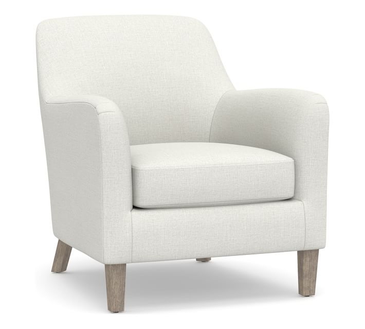 SoMa Burton Upholstered Armchair, Polyester Wrapped Cushions, Basketweave Slub Ivory - Image 0