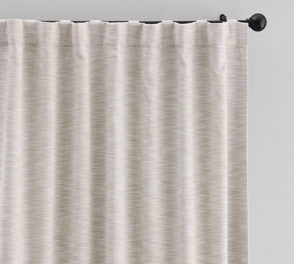 Seaton Textured Cotton Rod Pocket Blackout Curtain, 100 x 108", Neutral, Black Out - Image 0