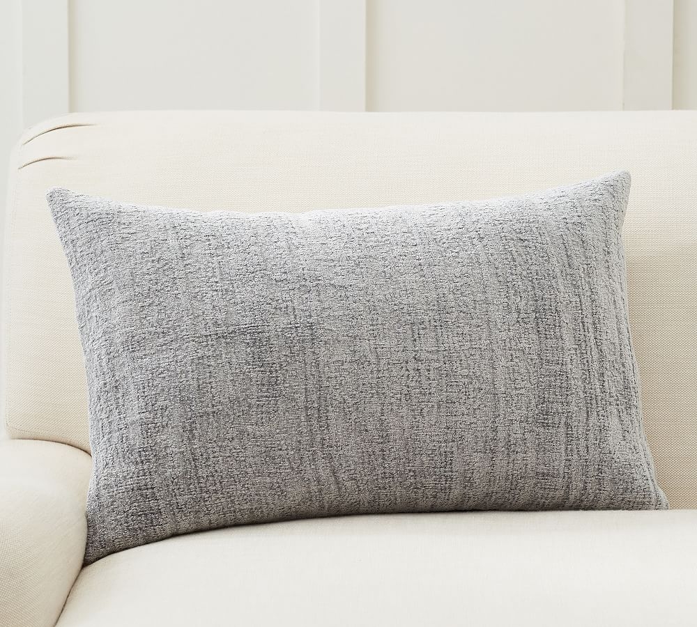 Journey Chenille Jacquard Lumbar Pillow Cover, 16 x 26", Silver - Image 0