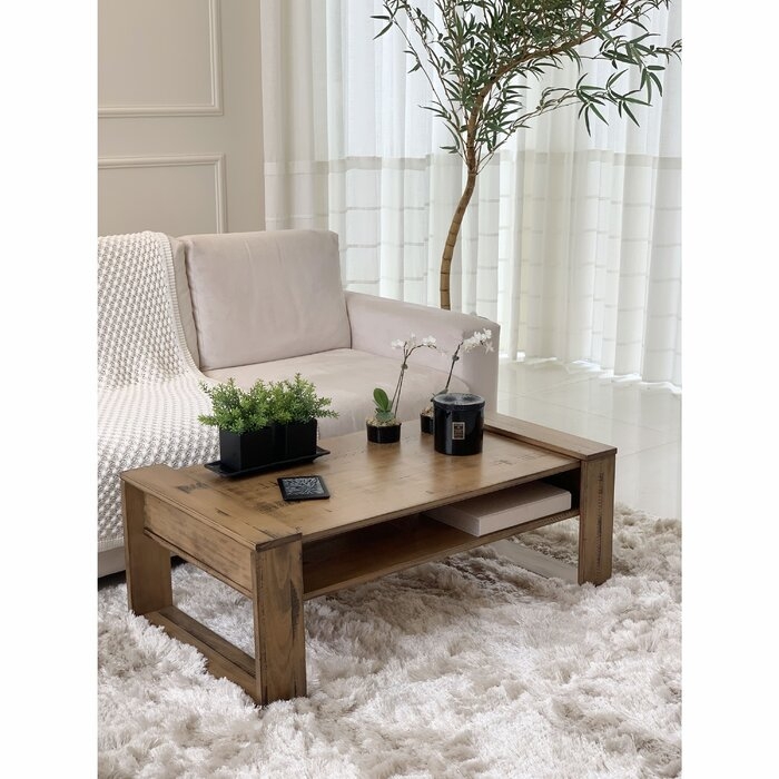 Millport Solid Wood Sled Coffee Table with Storage - Image 0