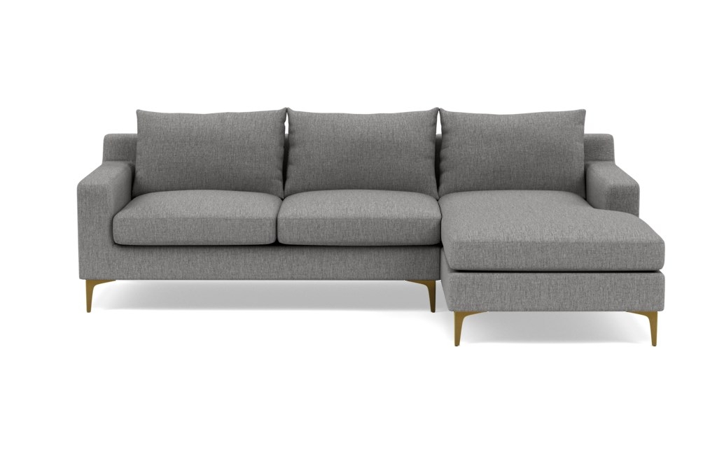 SLOAN Sectional Sofa with Right Chaise- Plow Cross Weave-Brass Plated Sloan L Leg - Image 0