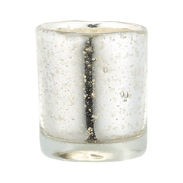 Bubbled Silver Glass Tea Light Candle Holder - Image 0