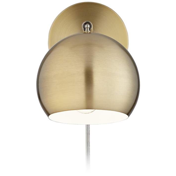 Selena Brass Sphere Shade Pin-Up LED Wall Lamps Set of 2 - Style # 34A85 - Image 3