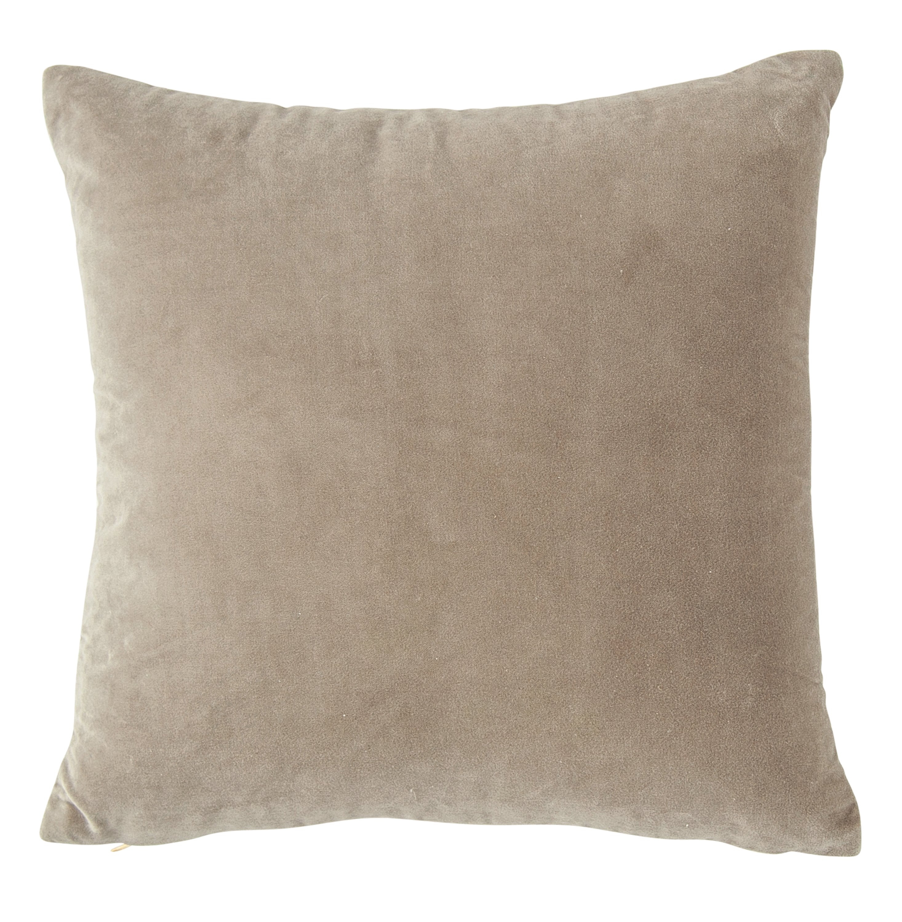 Square Grey Cotton Velvet Pillow with Cream Back - Image 0