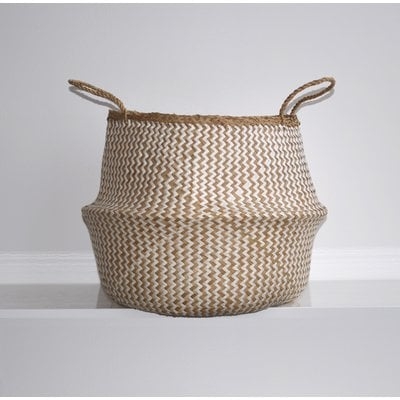 Natural Woven Wicker Tote Belly Basket - Image 0