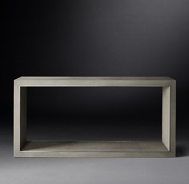 CELA SHAGREEN CONSOLE TABLE - Fog Shagreen & Brushed Stainless Steel - Image 0