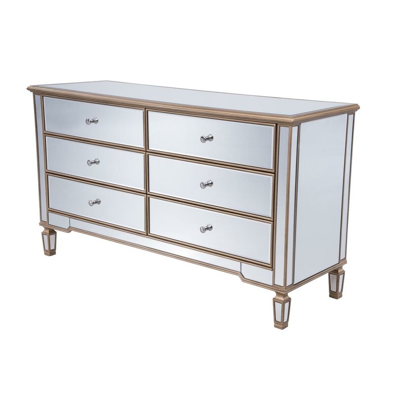 Shelly 6 Drawer Double Dresser, Gold - Image 0