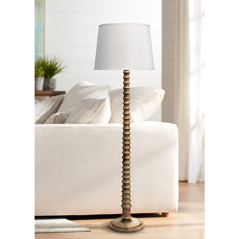Jamie Young Revolution Mango Wood Column Floor Lamp - Style # 82V07 - Image 1
