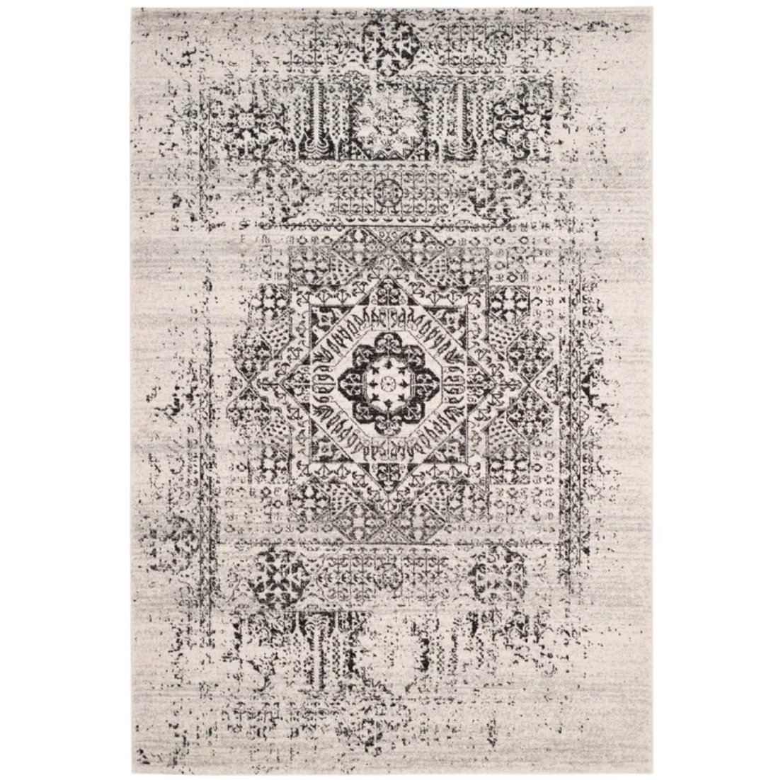 Arlo Home Woven Area Rug, EVK260T, Ivory/Black,  5' 1" X 7' 6" - Image 0