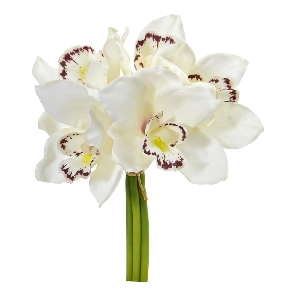 9” Cymbidium Orchid Artificial Flower Bundle (Set of 6) - Image 0