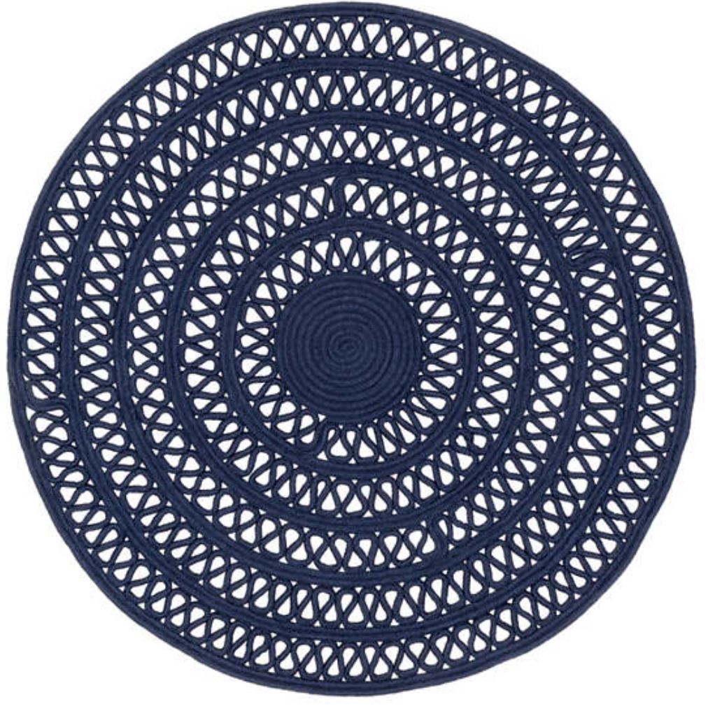 BOWLINE NAVY INDOOR/OUTDOOR ROUND RUG - Image 0