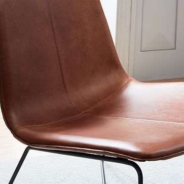 Slope Lounge Chair, Leather, Saddle, Charcoal, Set of 2 - Image 2
