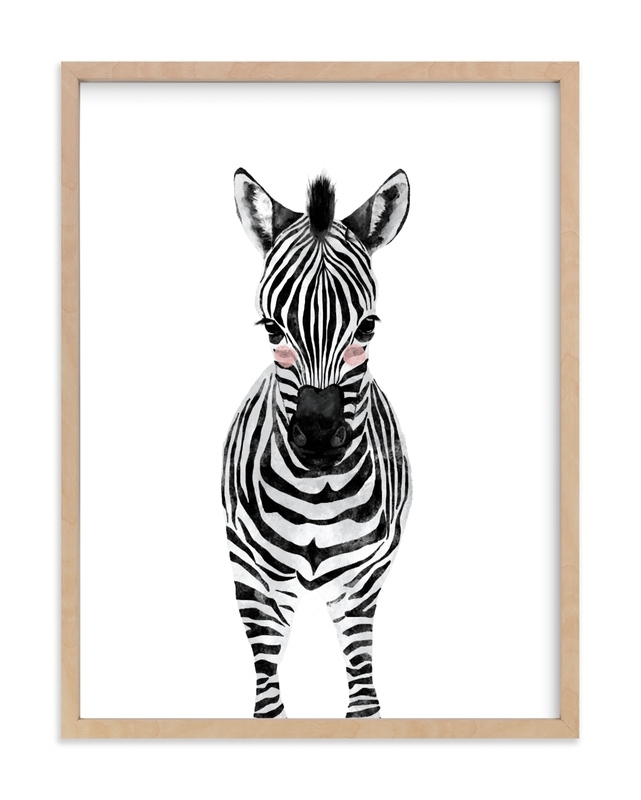 baby animal.zebra - 18x24 - Natural Raw Wood Frame - Image 0