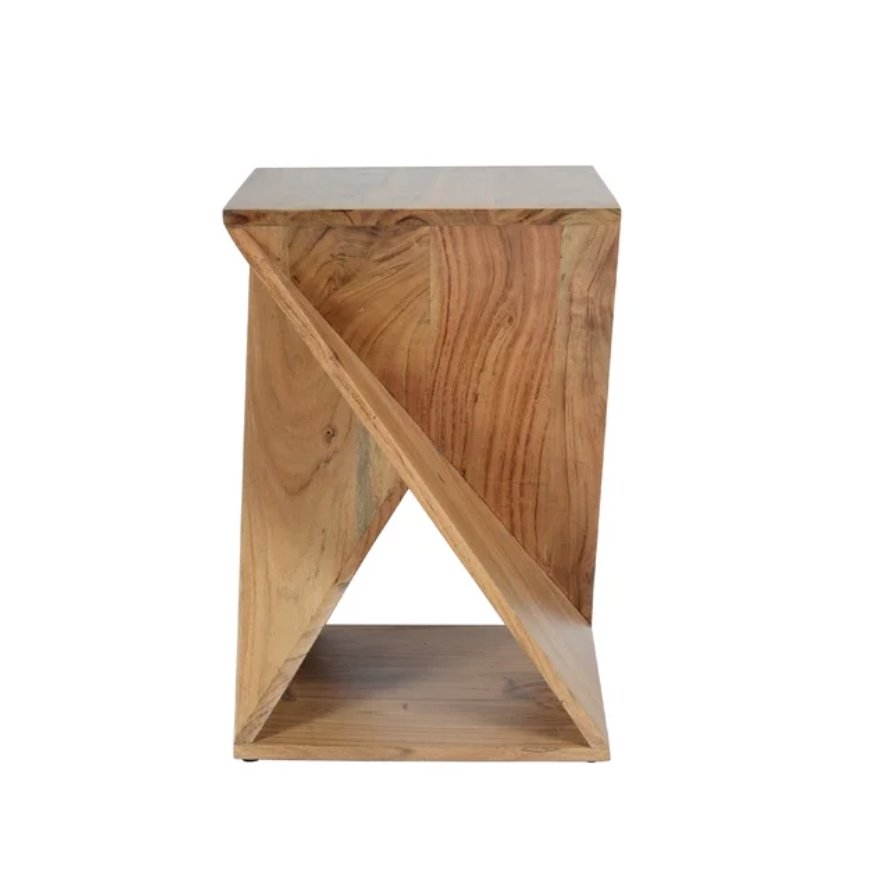 Christensen 24'' Tall Solid Wood Abstract End Table - Image 1