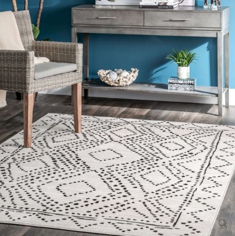 Loom 23 Mila Dotted Diamond Trellis Gray 6 ft. 7 in. x 9 ft. Area Rug - Image 3