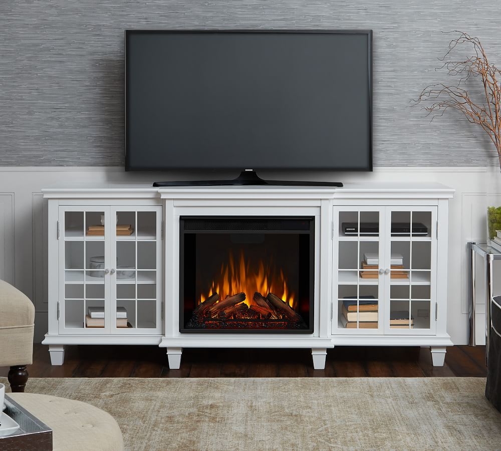 Lowe Electric Fireplace Media Cabinet, White - Image 0