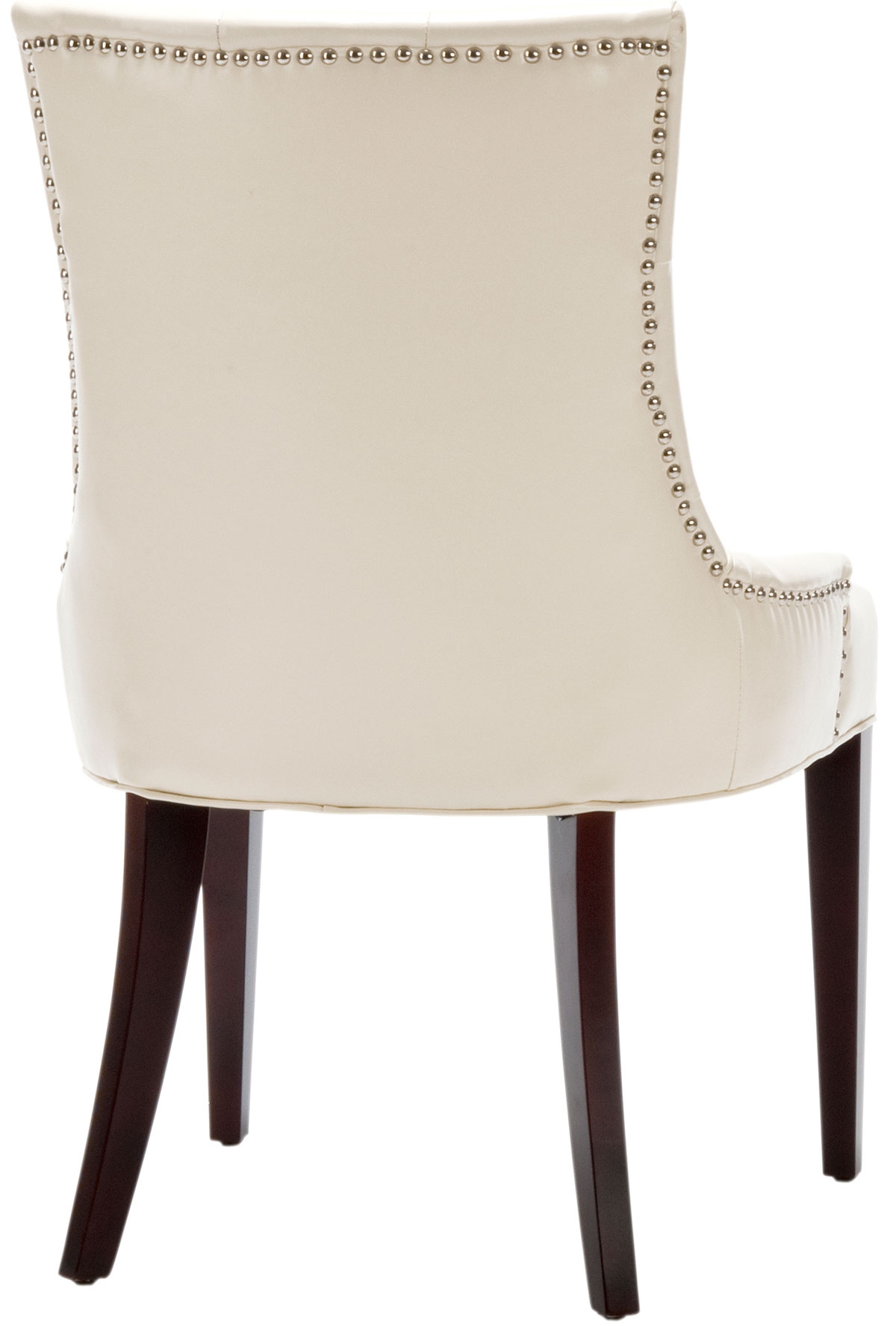 Amanda 19''H Leather Tufted Chair - Nickel Nail Heads - Flat Cream/Cherry Mahogany - Safavieh - Image 1